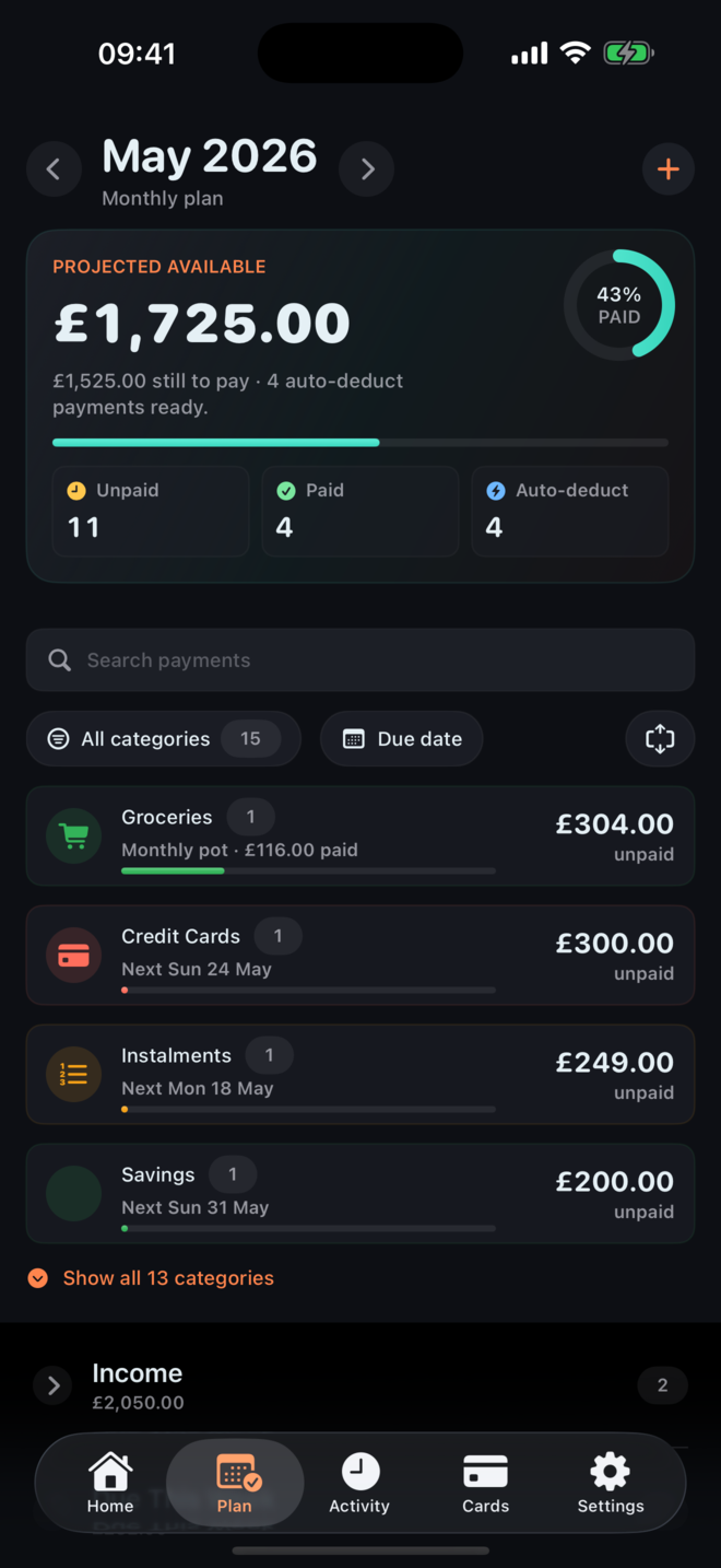 PennyPact lowest balance forecast screen